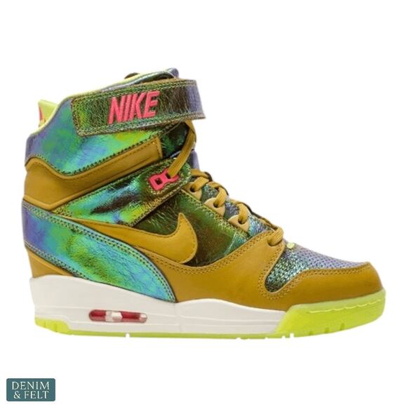 Nike Air Revolution Sky Hi QS World Cup Gold Trophy Pack Iridescent Sz 9 Rare - Picture 3 of 14